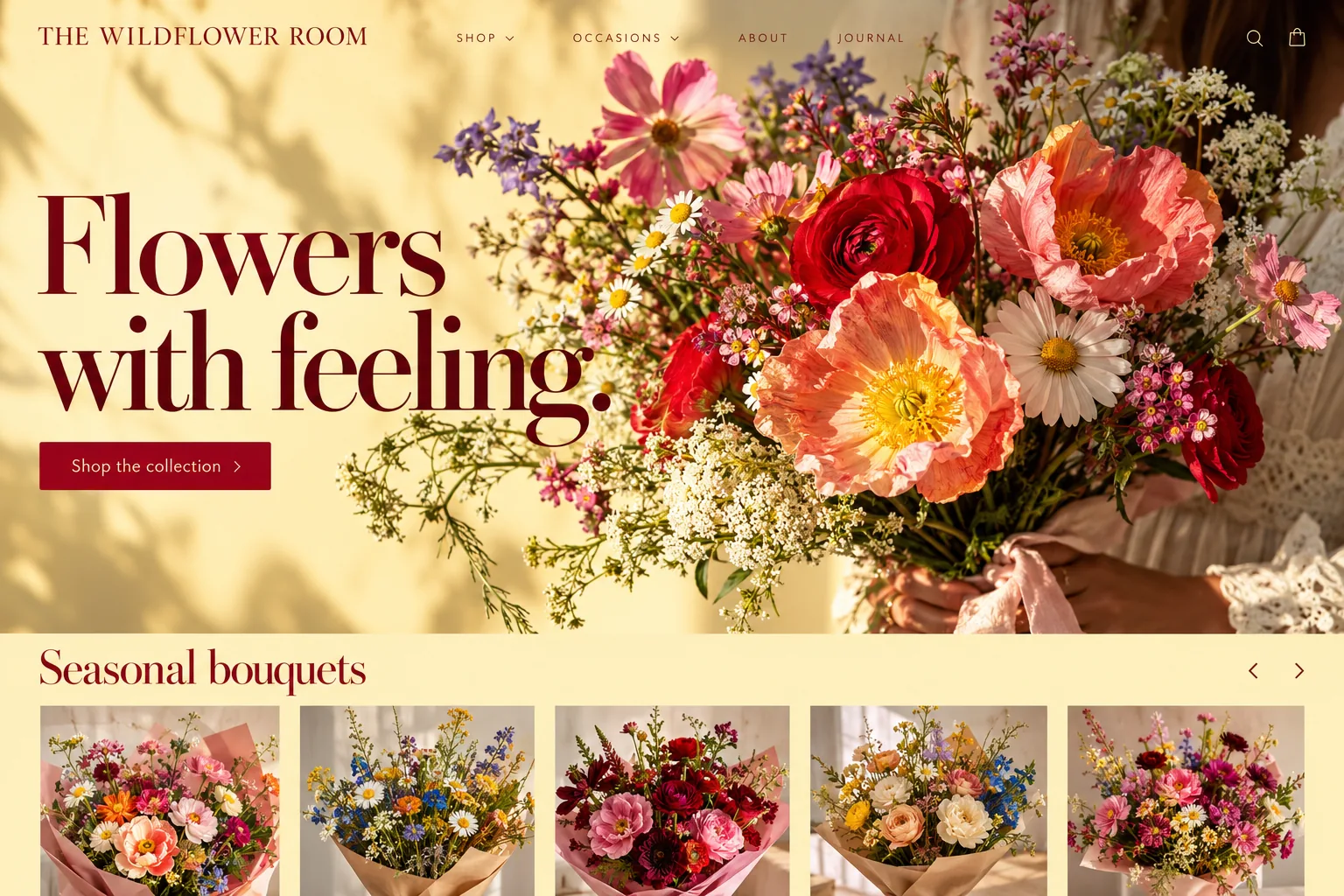 The Wildflower Room: vivid florist shop homepage design concept